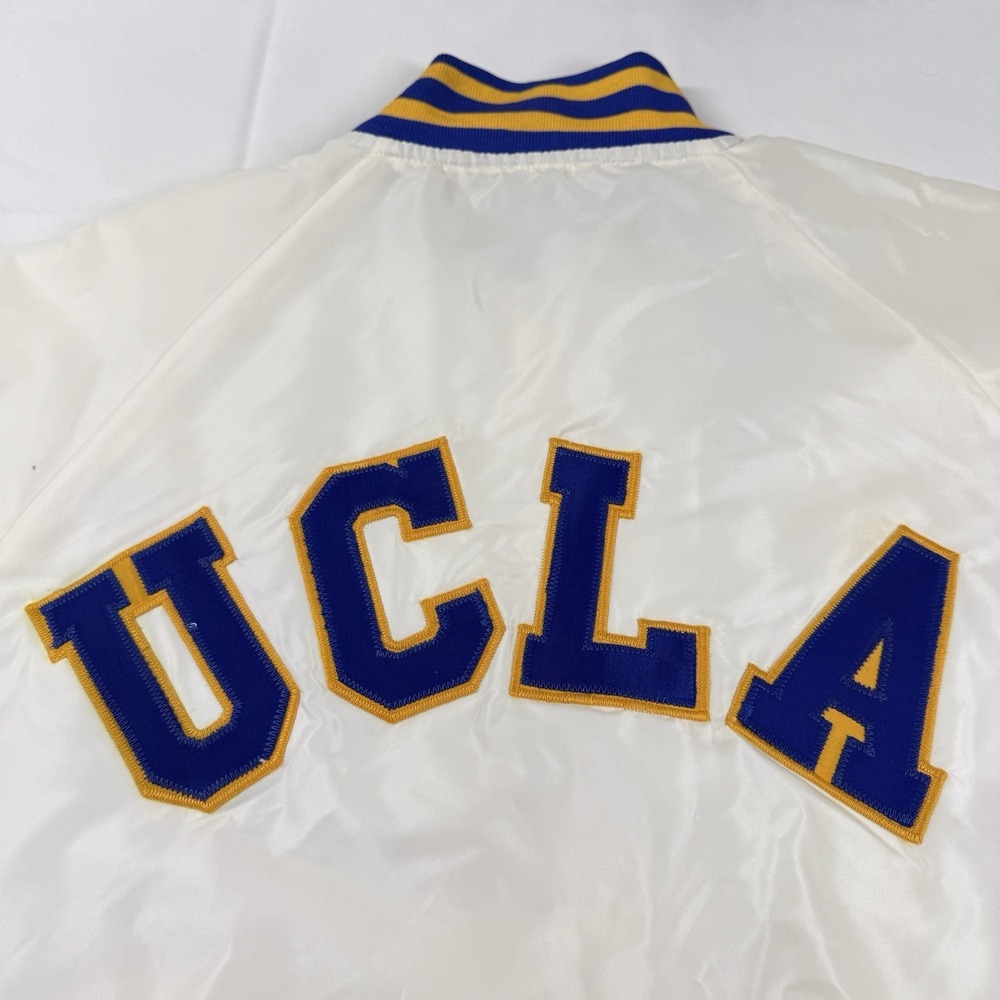 Vintage UCLA Satin Jacket MVP White Snap USA Mens‎ XL Bomber Embroidered 70s 80s - Picture 11 of 16